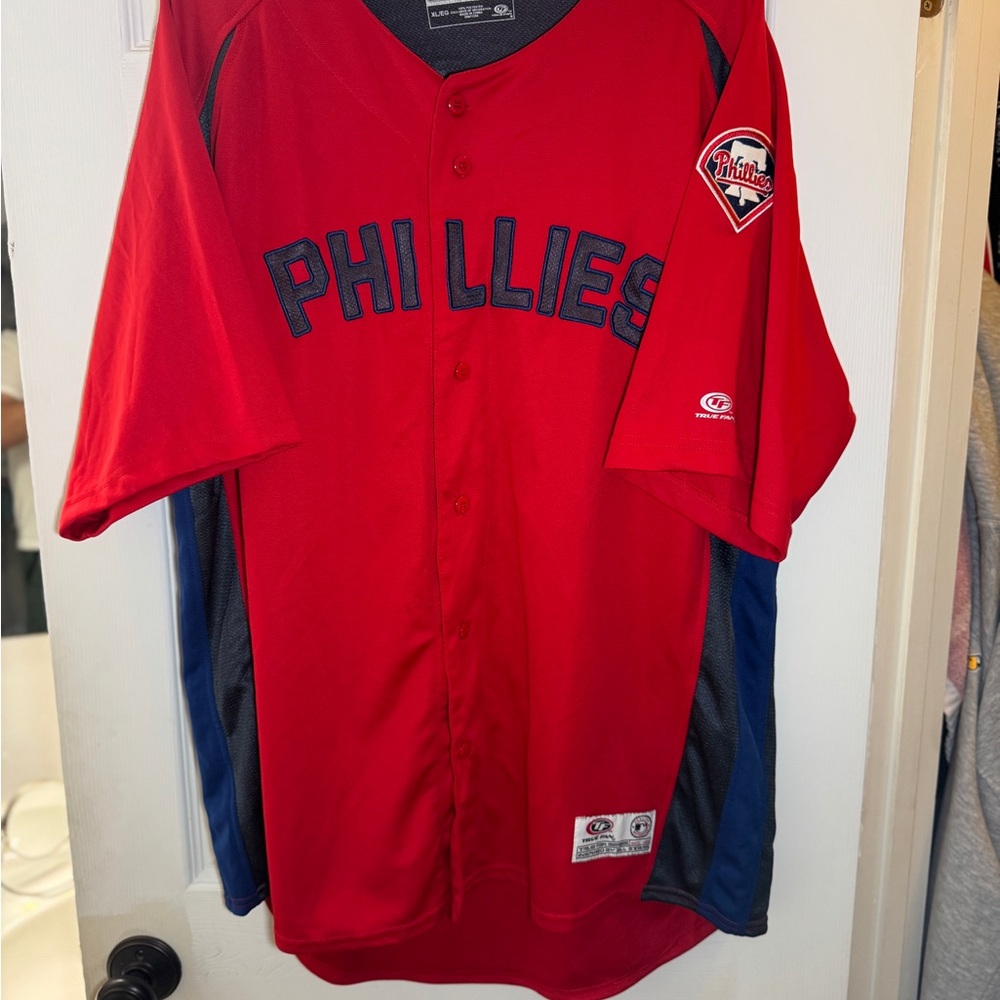 Genuine Merchandise Red and Blue Phillies Jersey